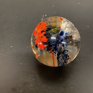 Glass Paperweight with Colorful Floral Design